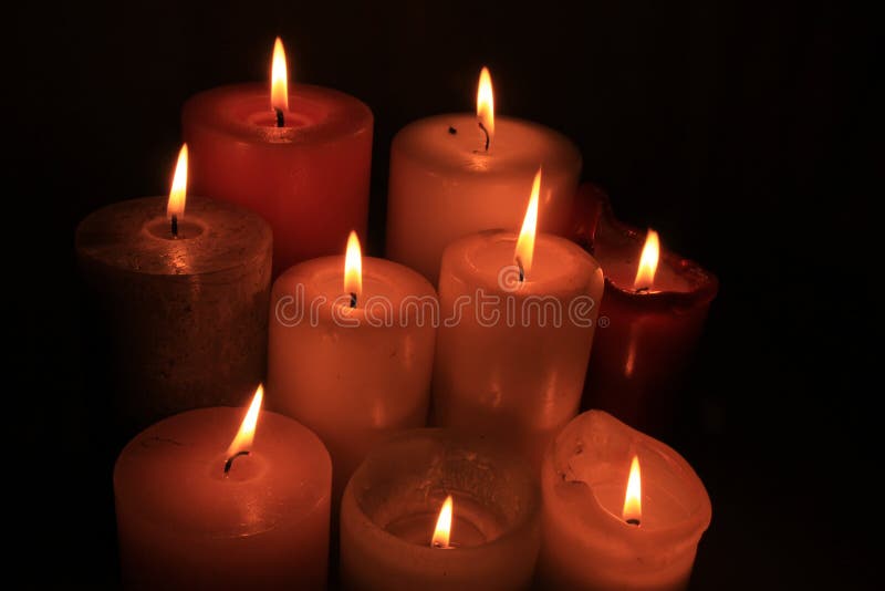 Group of burning candles stock image. Image of candle - 112522333