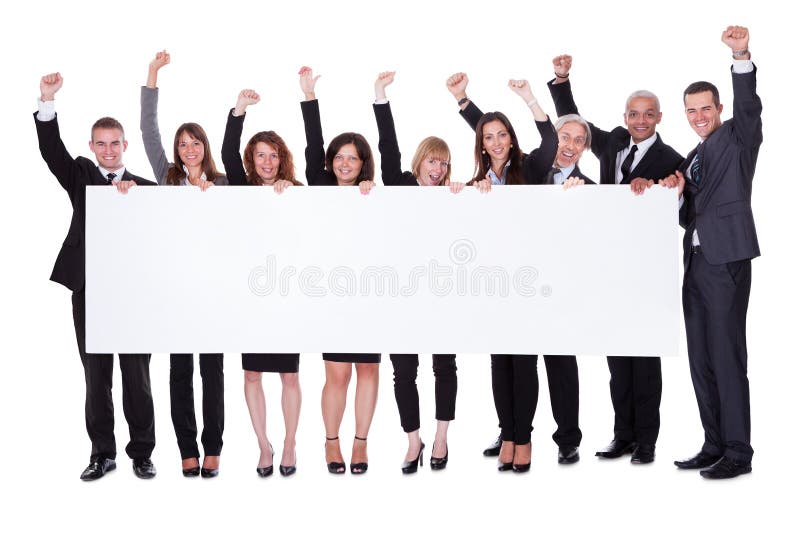Group of business people with a blank banner royalty free stock images Group of business people with a blank banner royalty free stock images
