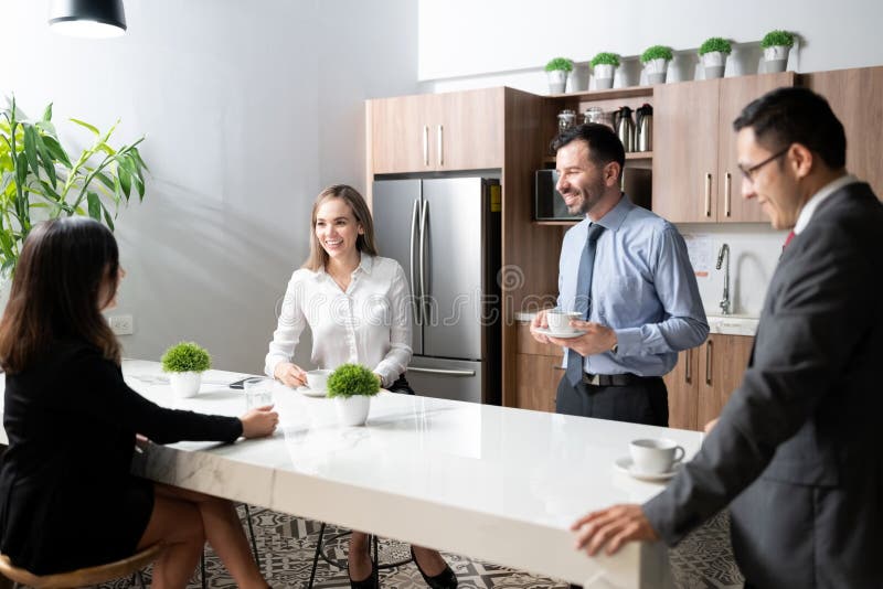 Group of Business People Having Coffee Break Stock Image Image of