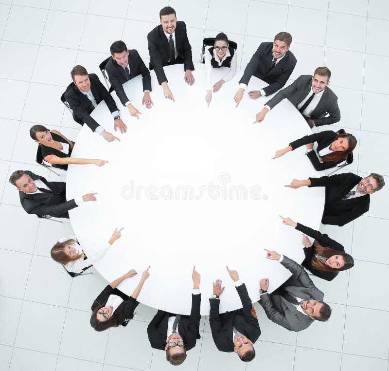 Group of business people sitting at the round table. the business concept