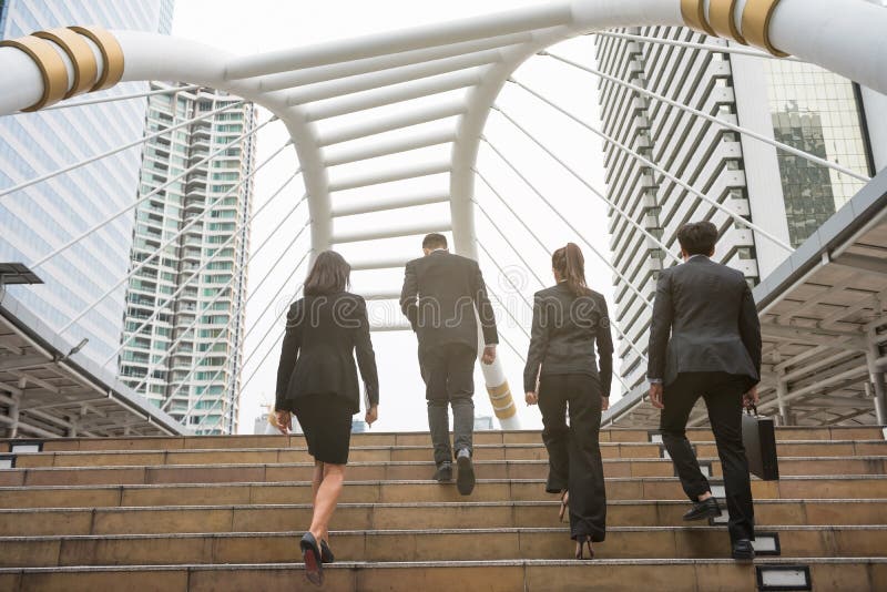 Business team walking in city