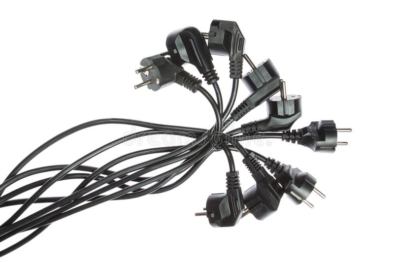 The group of cables with plugs.