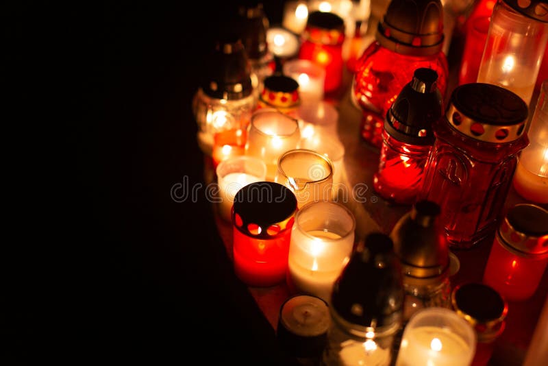 Group of Candlelights with Black Empty Space Stock Photo Image of