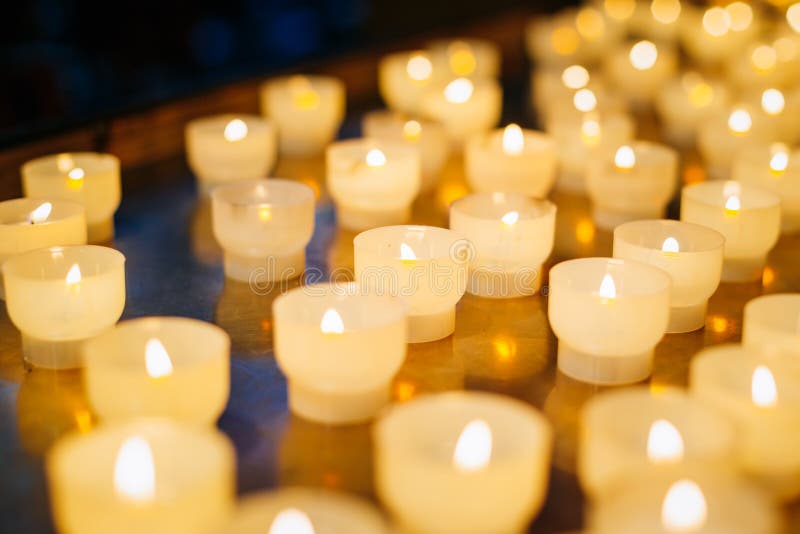 Group Of Candles In Church. Candles Light stock photography