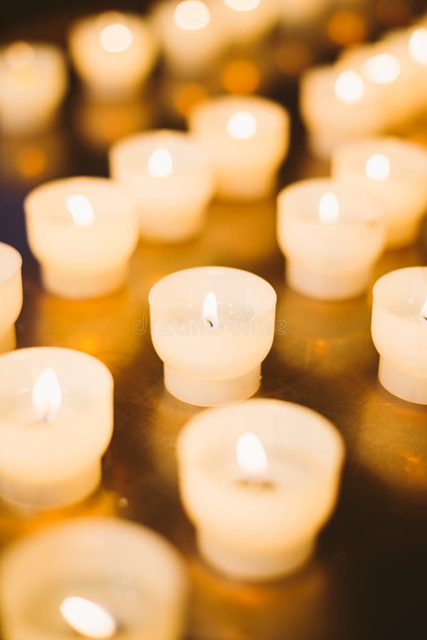 Group of Candles in Church. Candles Light Stock Image Image of
