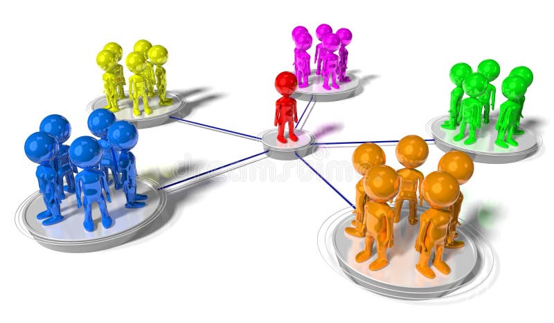 Group of cartoon characters - social networking concept vector illustration