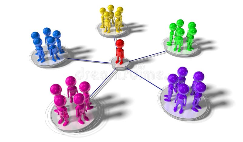 Group of cartoon characters - social networking concept stock illustration