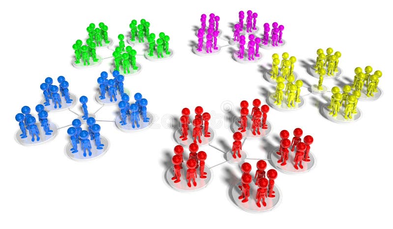 Group of cartoon characters - social networking concept royalty free illustration