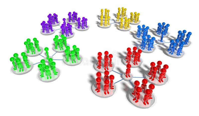 Group of cartoon characters - social networking concept stock illustration