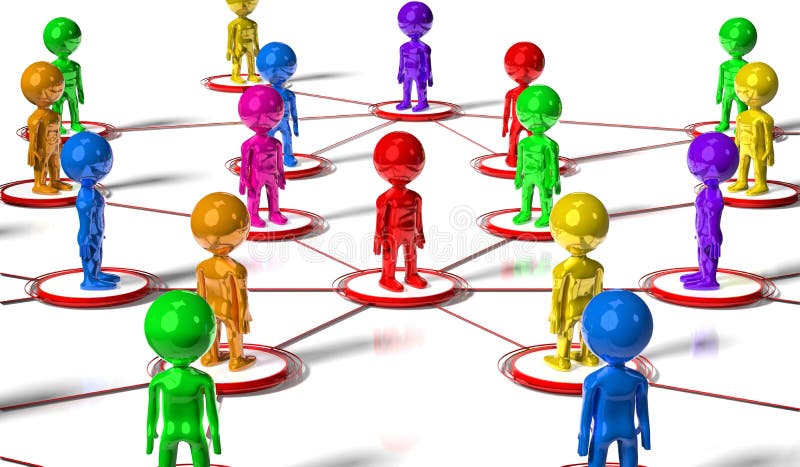 Group of cartoon characters - social networking concept vector illustration