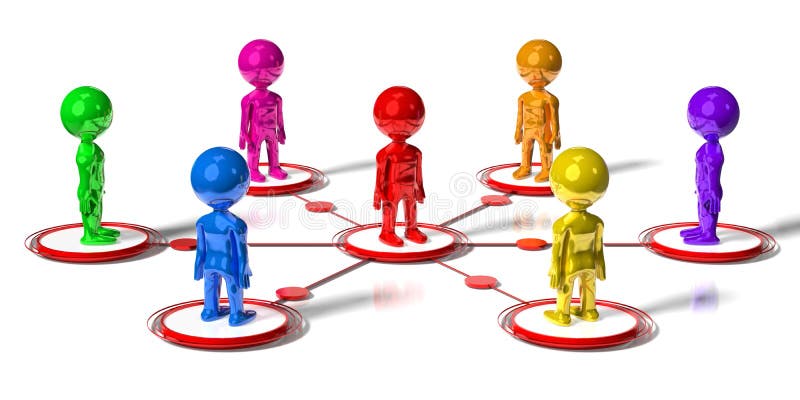 Group of cartoon characters - social networking concept royalty free illustration