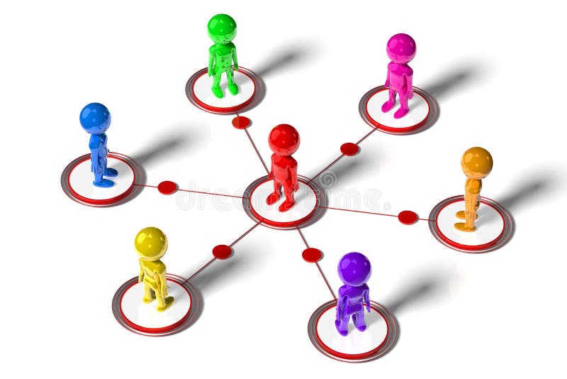 Group of cartoon characters - social networking concept stock illustration