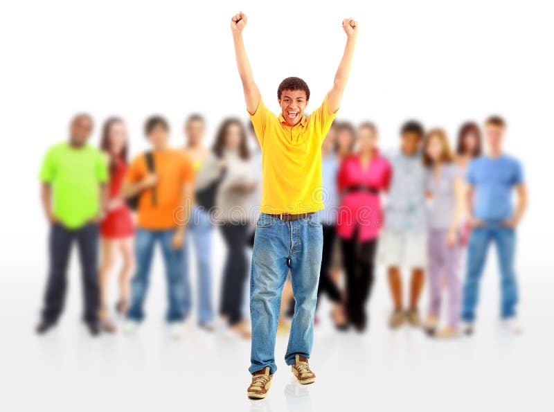 Group of casual happy people smiling