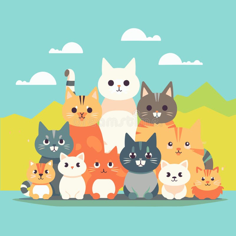 Group of Pets Sitting in Front of White Background Stock Photo - Image ...