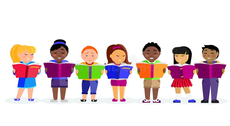 Group of Children Reading Books royalty free illustration Group of Children Reading Books royalty free illustration