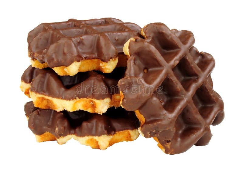 Group of chocolate covered waffles stock images