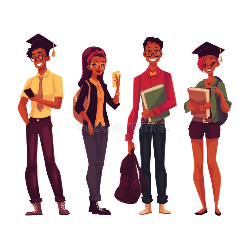 Group of college, university students with books and phones