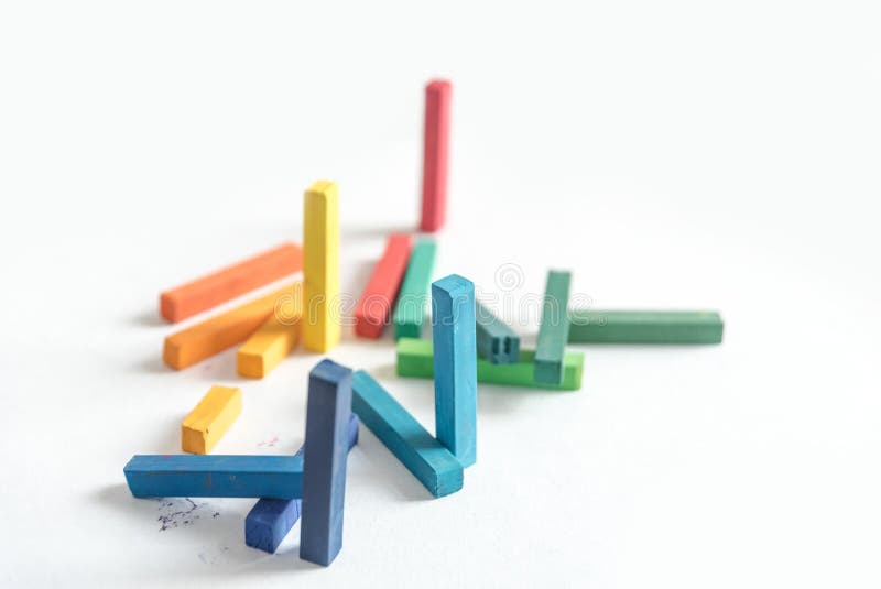 Group Colored Pastel Chalks in a Chaotic Manner Stock Image Image of