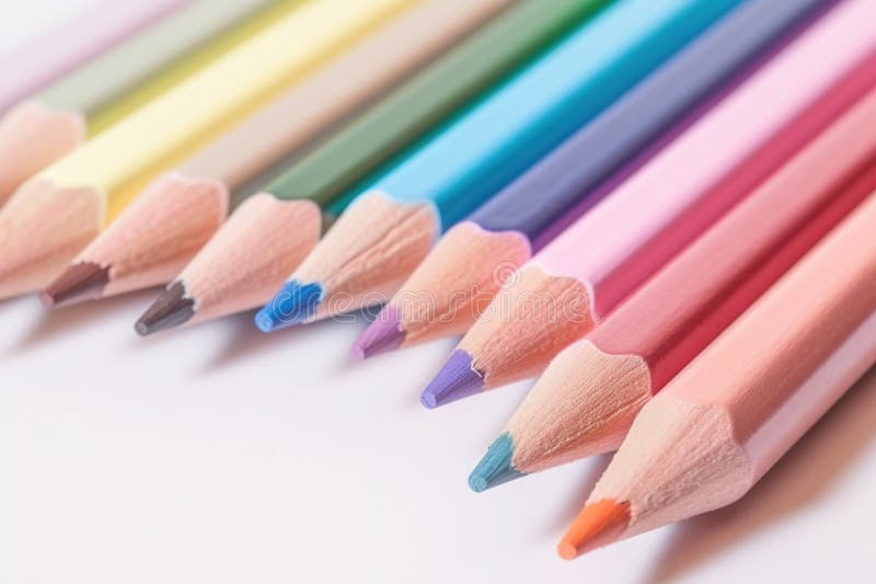 A Group of Colored Pencils Lined Up in a Row. AI Generative Image Stock