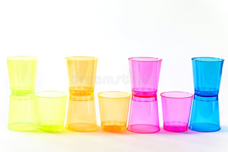 Group of Colored Plastic Glasses Stock Image Image of drink, multi