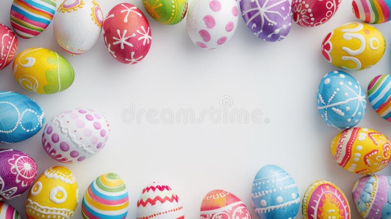 A group of colorful Easter eggs arranged in a circle. Perfect for Easter-themed designs royalty free stock image