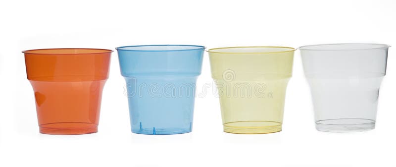 Group of colourful plastic glasses