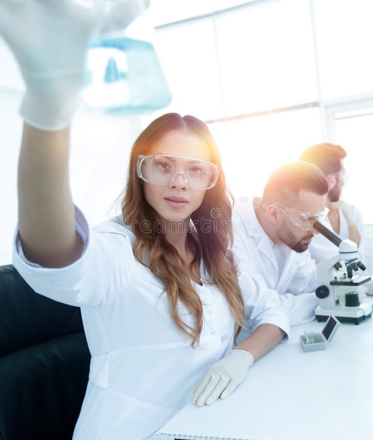 Group of Creative Scientists Working in a Laboratory. Stock Image