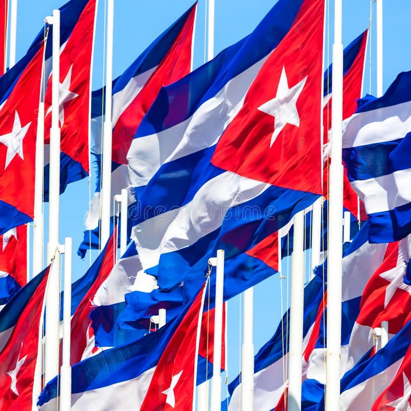 Group of cuban flags royalty free stock photography