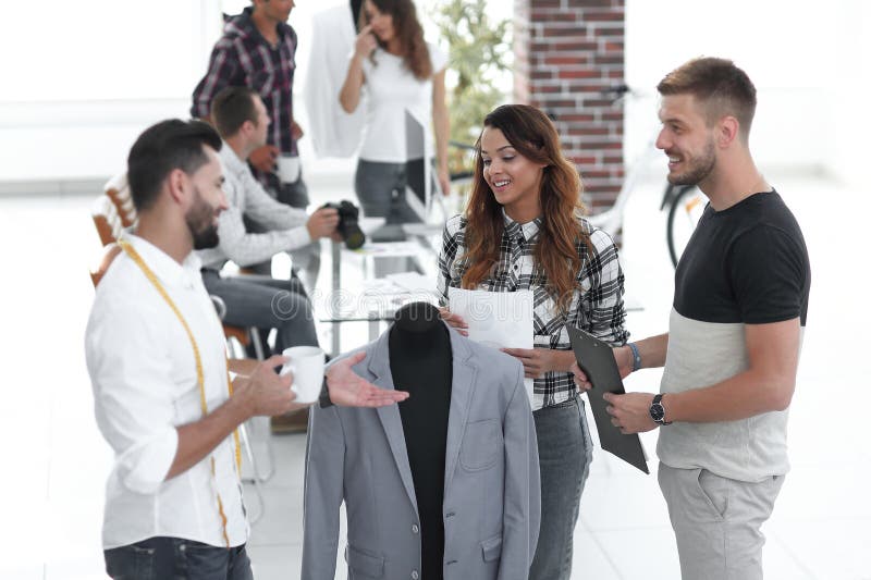 Group of Designers Discuss Men`s Suit Stock Image - Image of dummy ...