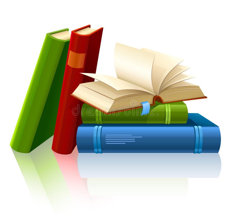Group of different books with blank pages royalty free illustration
