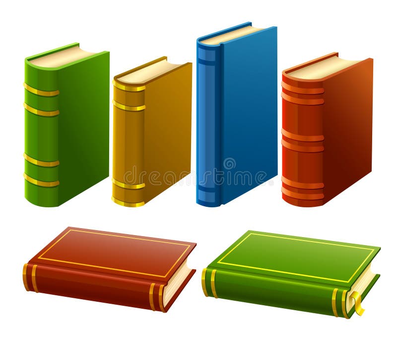 Group of different books with empty cover stock illustration