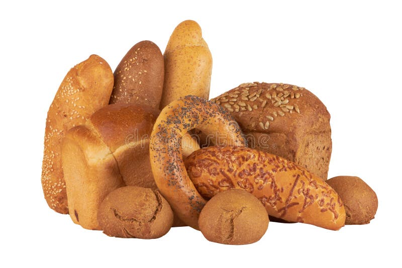 Group of different bread products