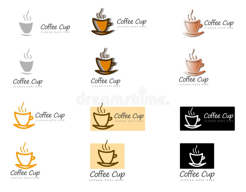 Group of Different Coffee Cup Logos Stock Illustration Illustration
