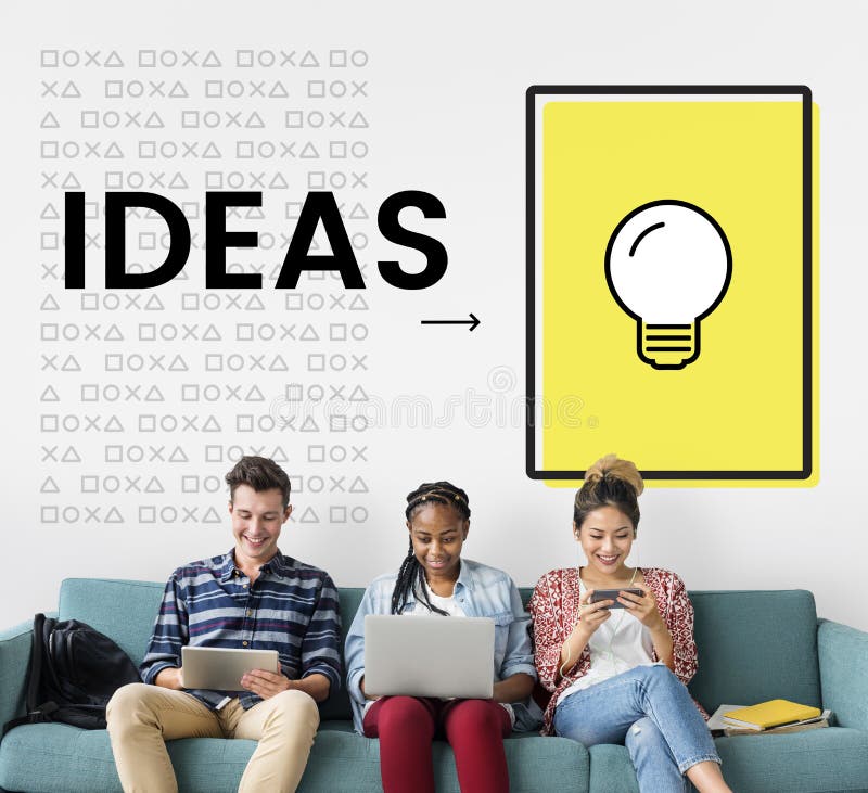 A group of diverse people is using digital devices stock photos