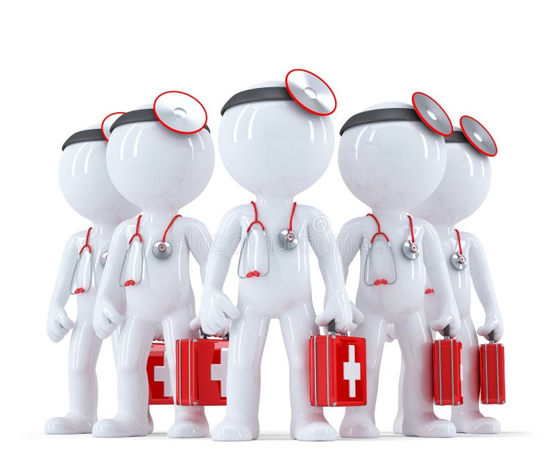 Group of doctors. 3d illustration. . Contains clipping path