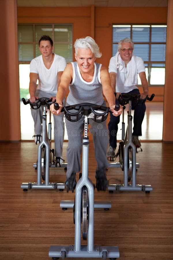 Group Doing Spinning Exercises Stock Image Image of citizen, elderly