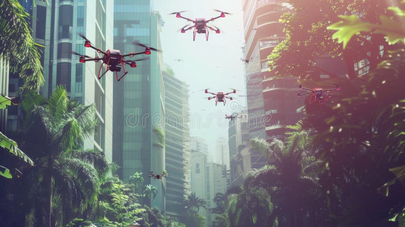 Group of Drone Flying Remote Controlled royalty free stock image