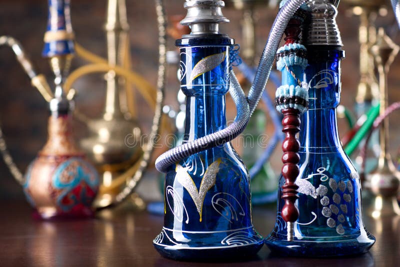 Group of eastern hookahs stock photo. Image of gold, enjoyment 73853086