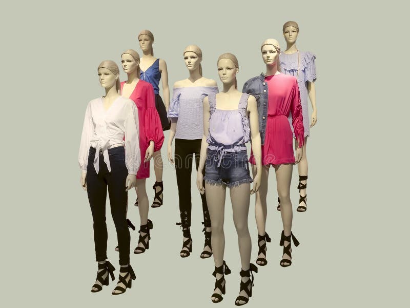Group of Female Mannequins. Stock Photo - Image of model, handbag: 97974450