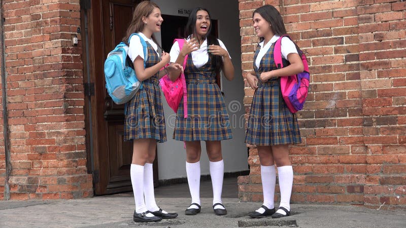 Laughing Students Wearing School Uniforms Stock Image - Image of joyful ...