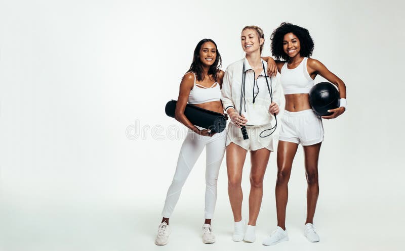 Group of females with sports equipment