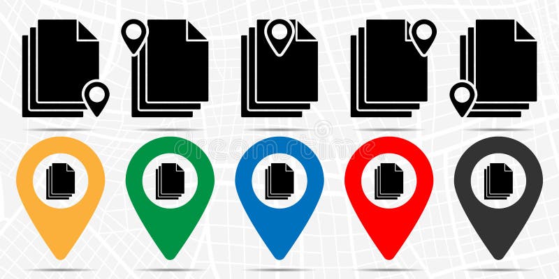Group of files in style icon in location set. Simple glyph, flat illustration element of web, minimalistic theme icons stock illustration