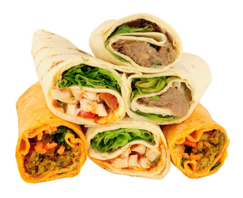 Group of Filled Tortilla Wraps Stock Image Image of wraps, falafel