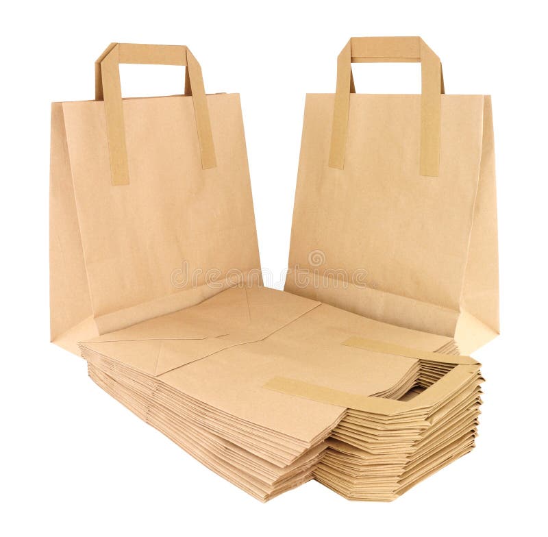 White Small SOS Takeaway Kraft Paper Carrier Bags with Flat Handles Cheapest 