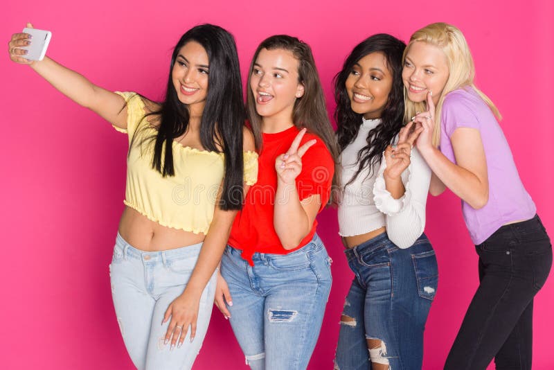 Four Teen Girls Having Fun Stock Image Image Of Rac