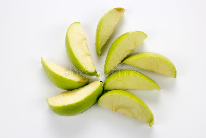 Group of fresh healthy apple slices stock photo