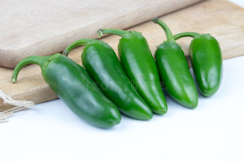 Group of fresh, healthy jalapeno peppers royalty free stock photo