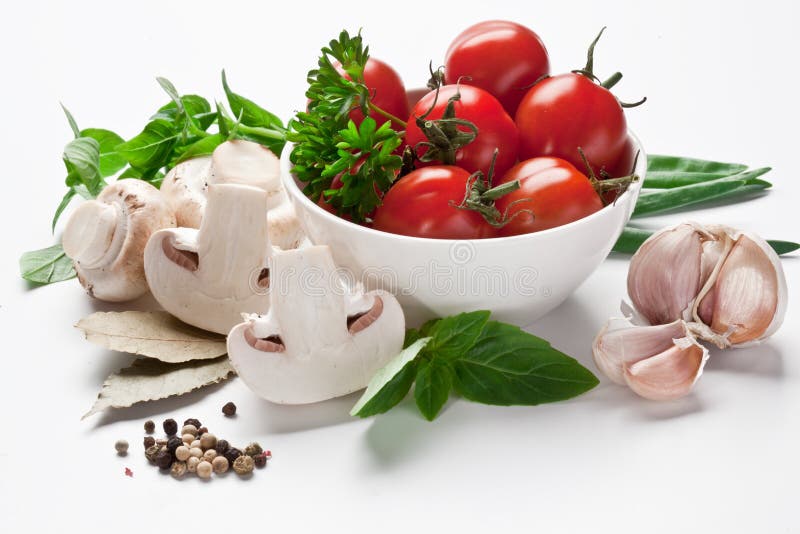 Group of fresh vegetables and tomatoes