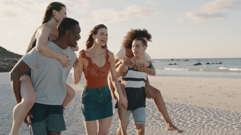 Group of friends enjoying beach holidays