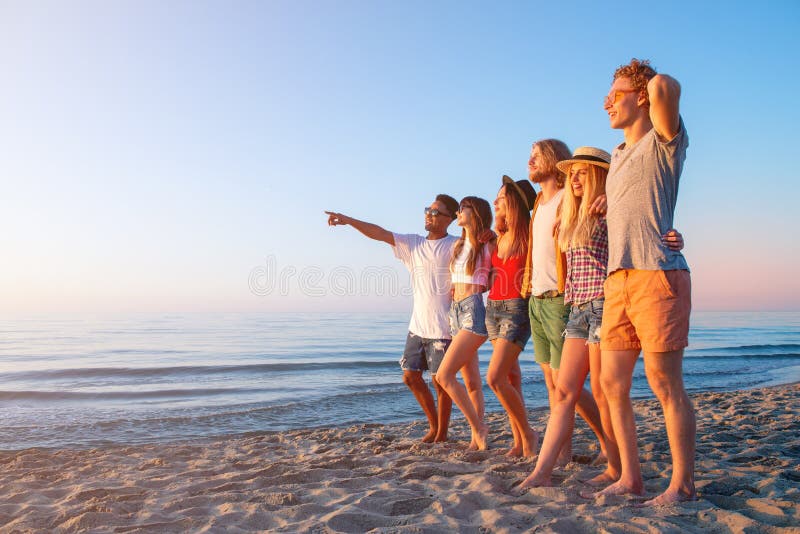 Group of Friends Having Fun on the Beach Stock Image - Image of funny,  holiday: 151805459
